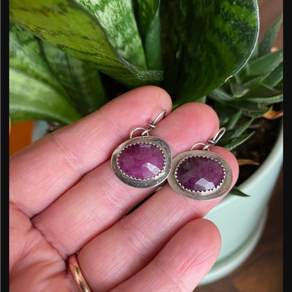 Elegant sterling silver, Ruby Earrings